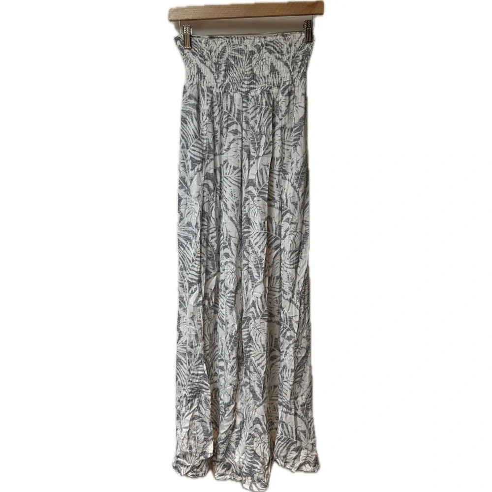 REWASH Pants Blue & White Smocked Waist Wide Leg Resort Beach Vacation Size M - Picture 2 of 4